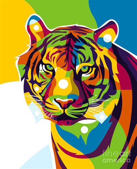 The Colorful Tiger Face Pop Art Portrait Digital Art by Lintang ...