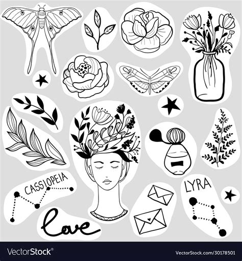 Adorable Printable cute stickers black and white For DIY projects