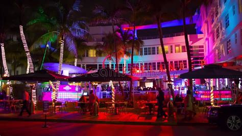 Nightlife at Ocean Drives Street, South Beach, Miami. Stock Video ...