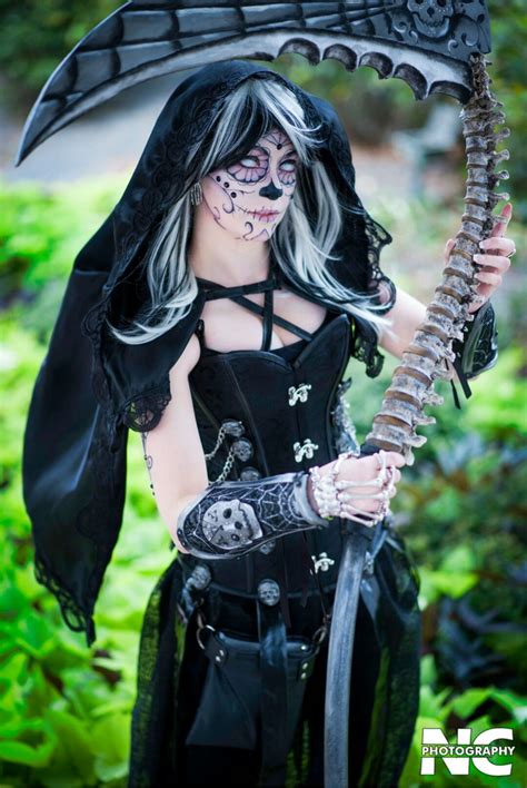 Sugar skull grim reaper female Halloween costume | Grim reaper ...