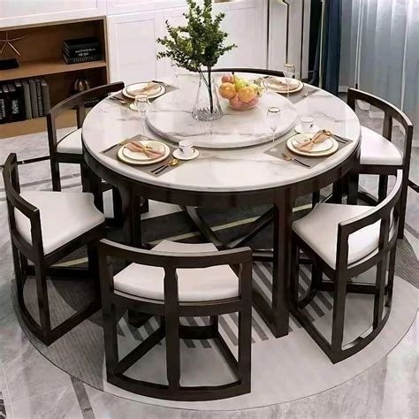 Composit and Diyna Marbel Wooden Round Dining Table, 6 Seater at Rs ...