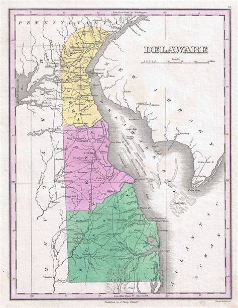 Large detailed old map of Delaware state – 1827. Delaware state large ...