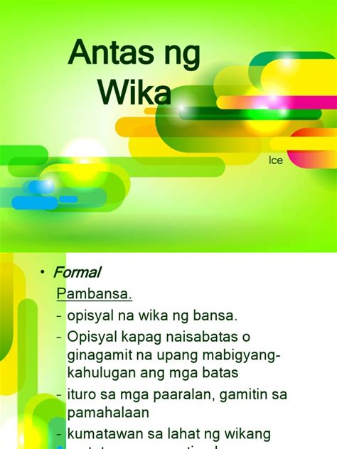 Antas Ng Wika Pptx Antas Ng Wika Pormal Pambansa Theme Loader | Images ...