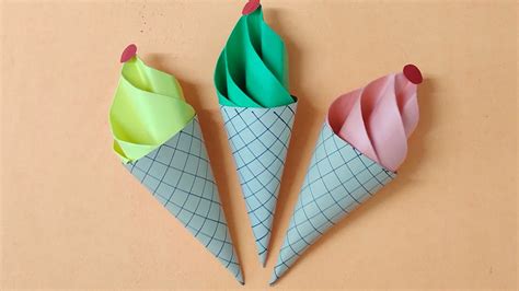 How to make paper ice cream cone || Paper ice cream cone craft ...