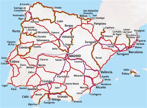 Rail Map Spain - Train in Spain - HappyRail | Train map, Andalucia ...