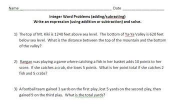 🎉 Integer word problems grade 8. Integer Word Problems Worksheets. 2019 ...