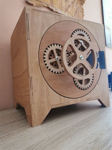 Cnc Files Unique Wooden Storage Box With a Working Gear Lock - Etsy