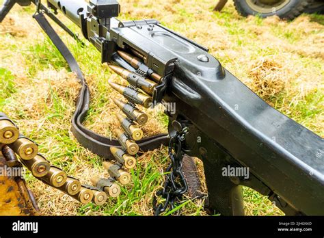 Second world war German MG34 machine gun. Detail showing the Gurt 34 ...