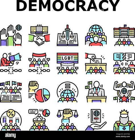 Democracy Government Politic Icons Set Vector Stock Vector Image & Art ...