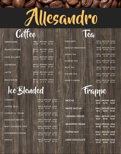 Coffee shop menu board design template. Click to customize. | Coffee ...