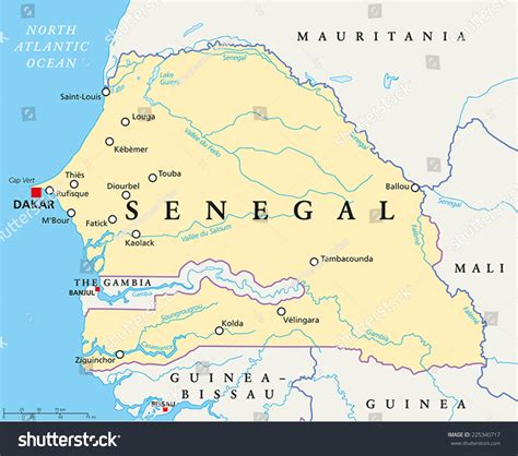 Senegal Political Map Capital Dakar National Stock Vector 225340717 ...