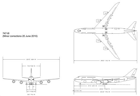 Boeing 747-8 Blueprint - Download free blueprint for 3D modeling