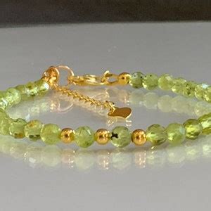 Peridot Bracelet Natural Peridot Gemstone Bracelet Peridot - Etsy