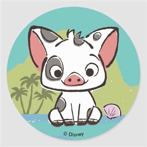 Moana Pua The Pot Bellied Pig Classic Round Sticker | Dibujos de moana ...