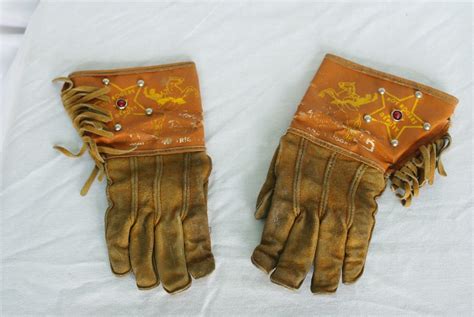 Roy Rogers Cowboy Leather Gloves Vintage Retro Nice Graphics Fringe ...