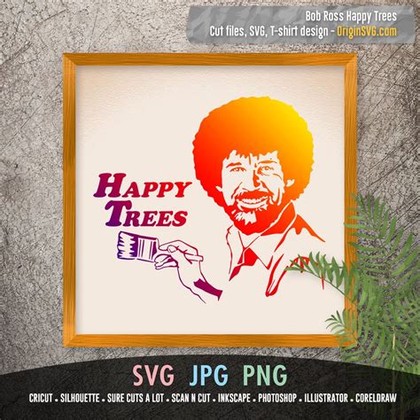 Bob Ross Happy Trees SVG Silhouette – Origin SVG Art