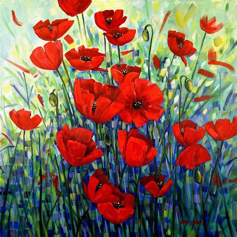 Red Poppies Painting by Georgia Mansur - Pixels