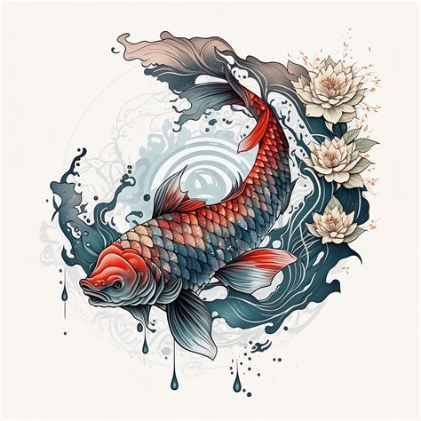 Koi Fish Tattoo Design White Background PNG File Download High ...