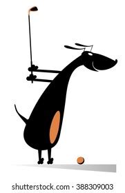 Dog Playing Golf Cartoon Dachshund On Stock Vector (Royalty Free ...