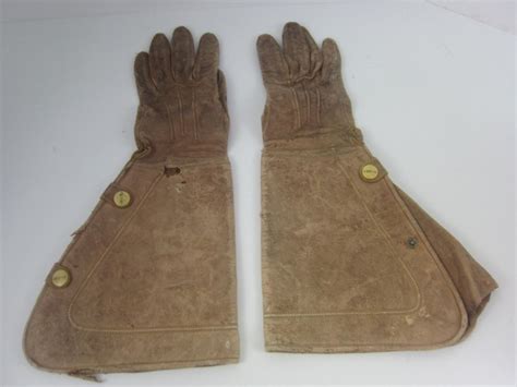 Antique Leather Gauntlet Riding Gloves Western Cowboy Motorcycle ...