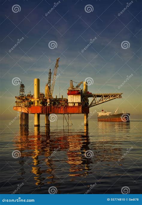 Oil Rig Platform during Sunset Stock Photo - Image of construction ...