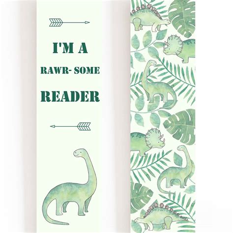 Dinosaur Bookmark Kids Bookmark Boys Bookmark Rawr-some | Etsy