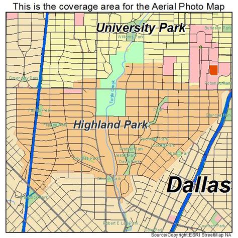 Aerial Photography Map of Highland Park, TX Texas