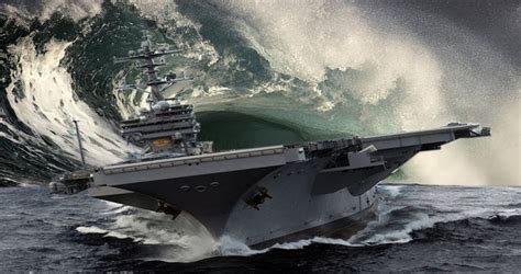 USS Kitty Hawk Aircraft Carrier in Massive Storm