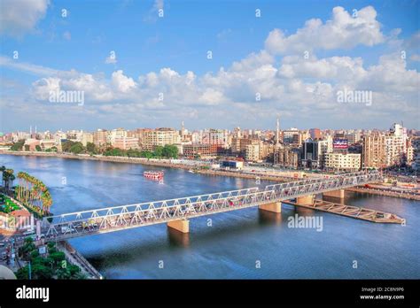 El Mansoura / Egypt - 19 Jun 2012 - Landscape panoramic view of river ...