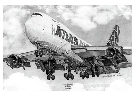 Boeing 747 Atlas Air Cargo Drawing by Marcelo Allende - Pixels