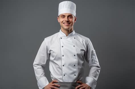 Premium AI Image | Happy young chef posing in uniform