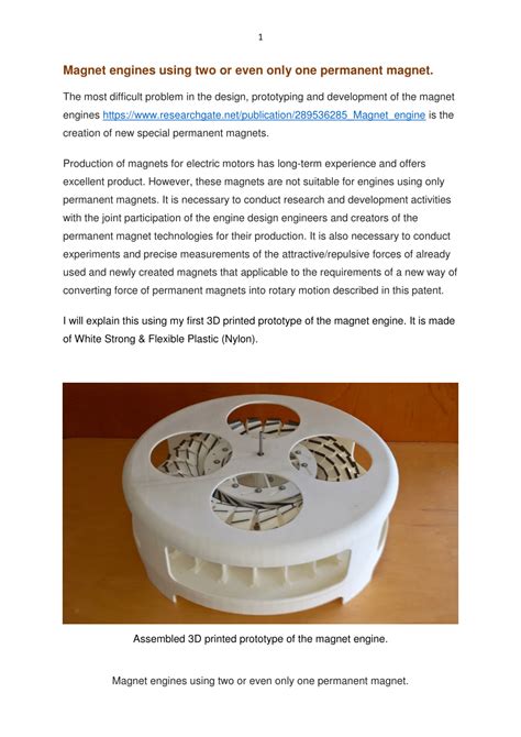 (PDF) Magnet engines using two or even only one permanent magnet.