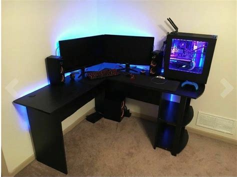 Furniture Office Corner Desk Black L Shaped Workstation Computer Desk ...