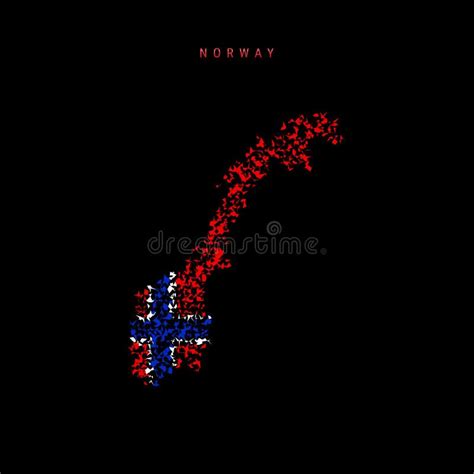 Norway Flag Map, Chaotic Particles Pattern in the Norwegian Flag Colors ...