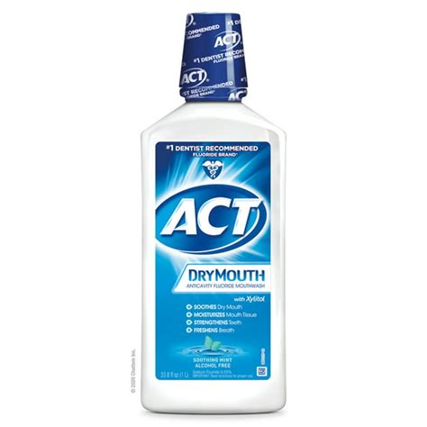 ACT Dry Mouth Mouthwash (33.8 Oz, Soothing Mint), with Xylitol ...