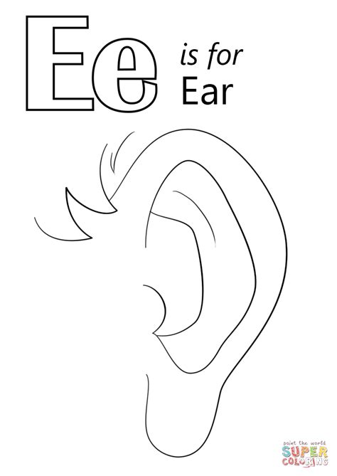 Letter E is for Ear in 2023 | Coloring worksheets for kindergarten ...