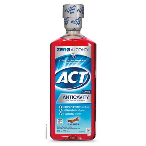 ACT Anticavity Mouthwash (18 Oz, Cinnamon), Zero Alcohol - Walmart.com ...