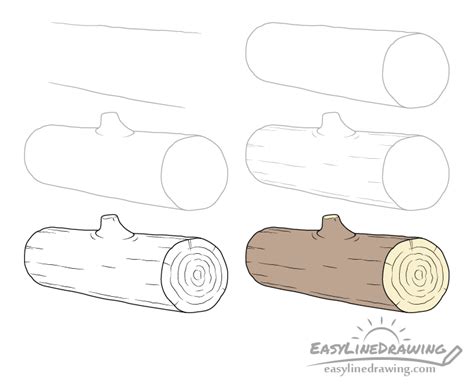 How to Draw a Log Step by Step - EasyLineDrawing