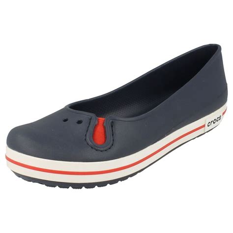 Ladies Crocs Navy synthetic slip on flat shoes CROCBAND FLAT WOMEN ...