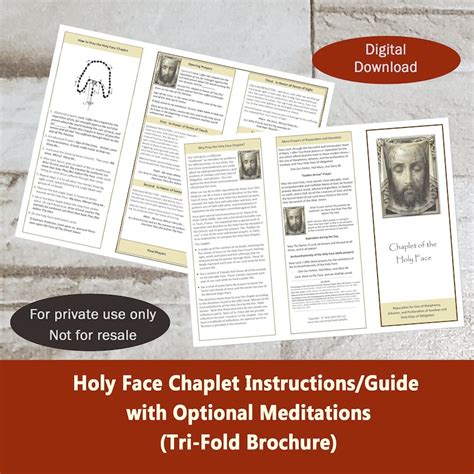 HOLY FACE Chaplet Instructions Guide With Optional Meditations, Tri ...