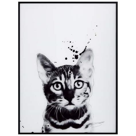 Empire Art Direct "Bengal Cat" Black and White Pet Paintings on Printed ...