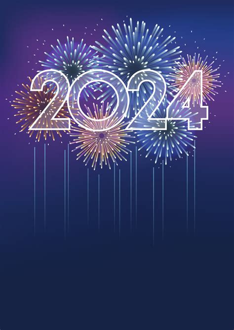 The Year 2024 Logo And Fireworks With Text Space On A Dark Background ...