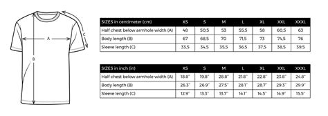 Essentials Shirt Size Chart