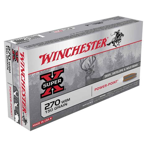 Winchester Super-X 270 WSM (Winchester Short Mag) 150gr PP Rifle Ammo ...