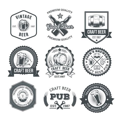 Free Vector | Collection of retro beer emblems, badges, stickers