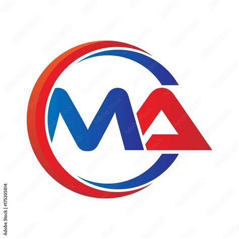 ma logo vector modern initial swoosh circle blue and red Stock Vector ...