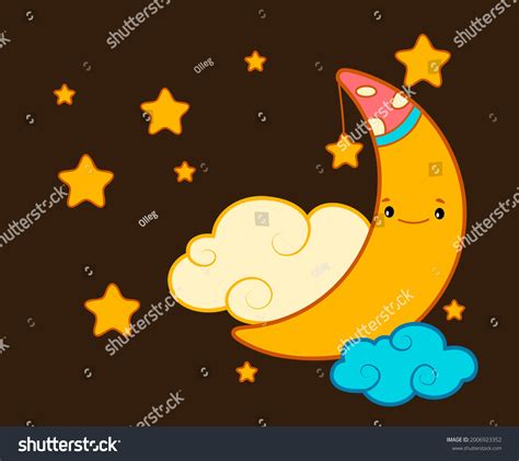 Cute Moon Cartoon Moon Night Clipart Stock Vector (Royalty Free ...