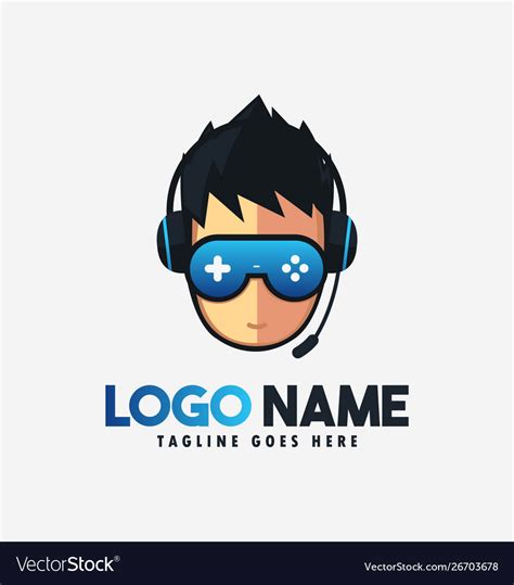 Gaming logo design template for gamer Royalty Free Vector