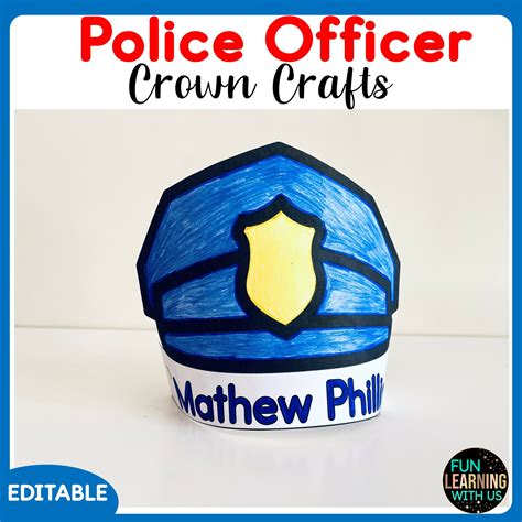 Editable Police Officer Hat Crafts | Community Helper Crown Craft ...