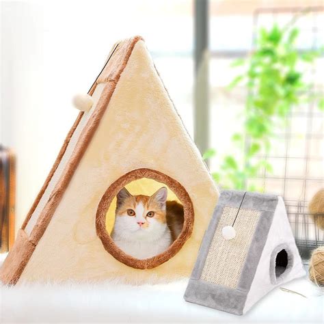 Cat Bed for Indoor Cats Foldable Triangle Small Durable Toy Bed ...